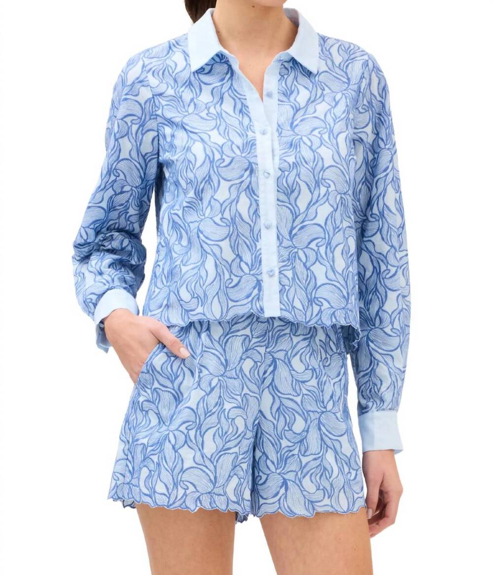 NEW ALLISON NEW YORK phoebe cropped boxy top in blue steel